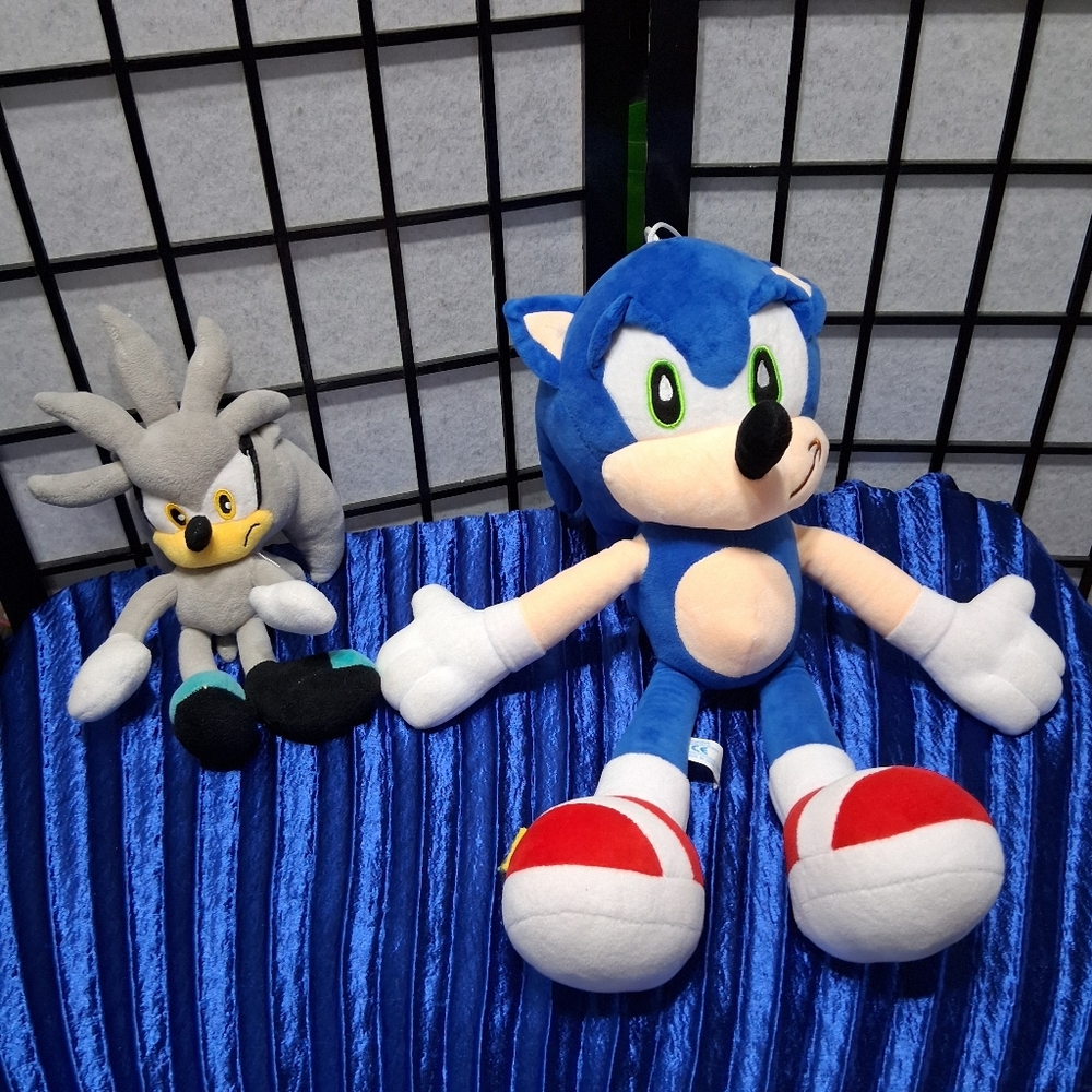Blue and Gray Plush Toy Set.  Sonic